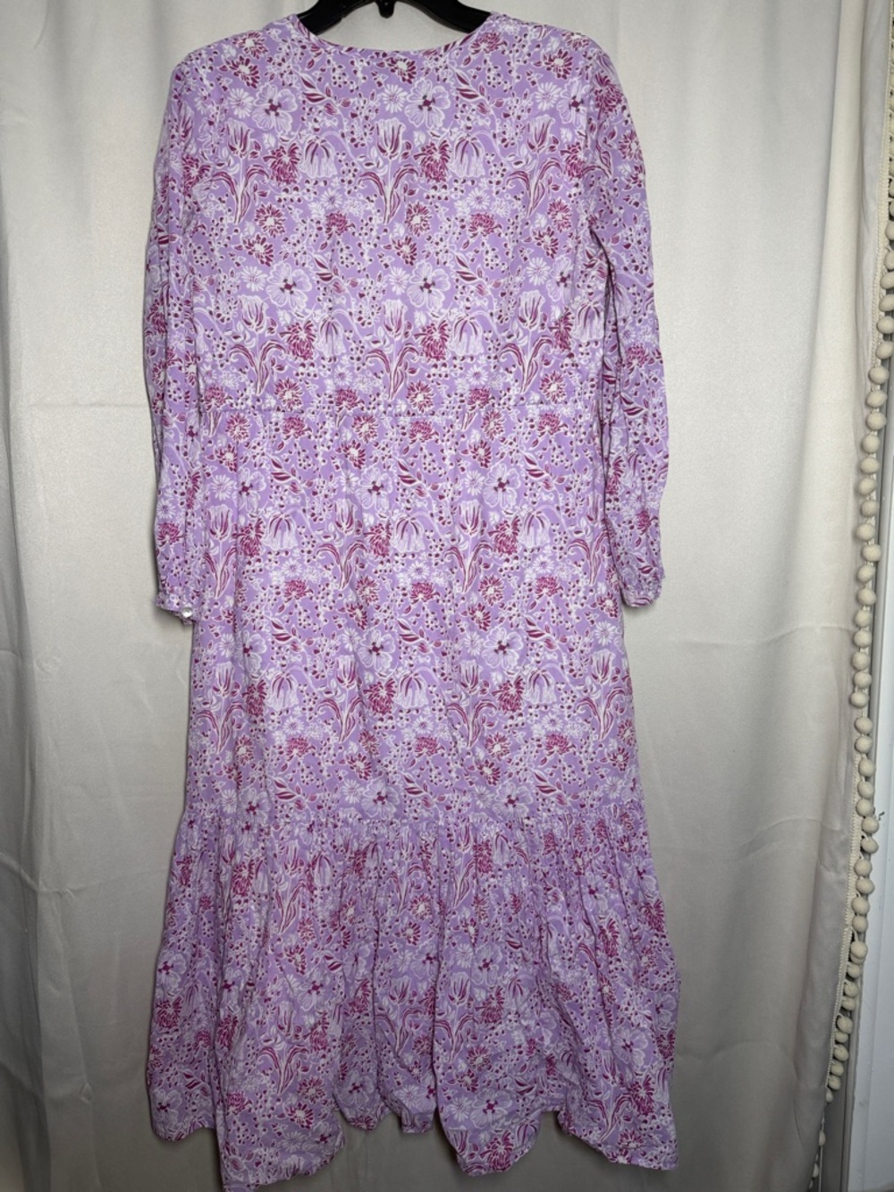 Olivia James Lydia Garden Floral Purple Drawstring Prairie Midi Dress Small - Picture 3 of 8